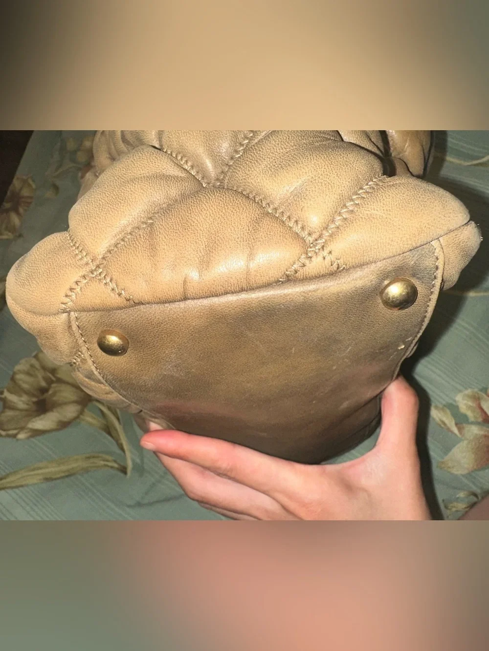 CHANEL Quilted Bowler Hobo Bag in Dark Beige/Taupe with Gold Hardware